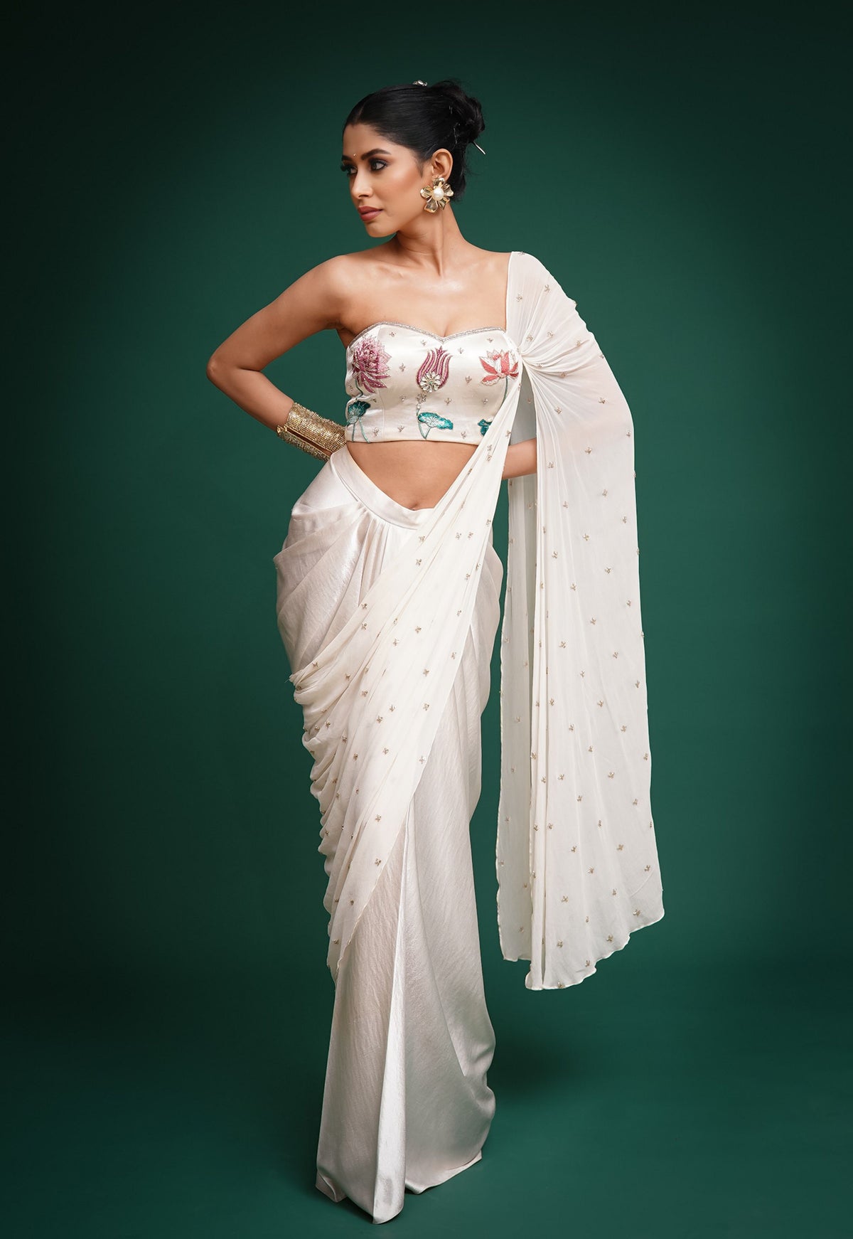 "The Lotus of Saraswati" Pre-Draped Saree & Blouse