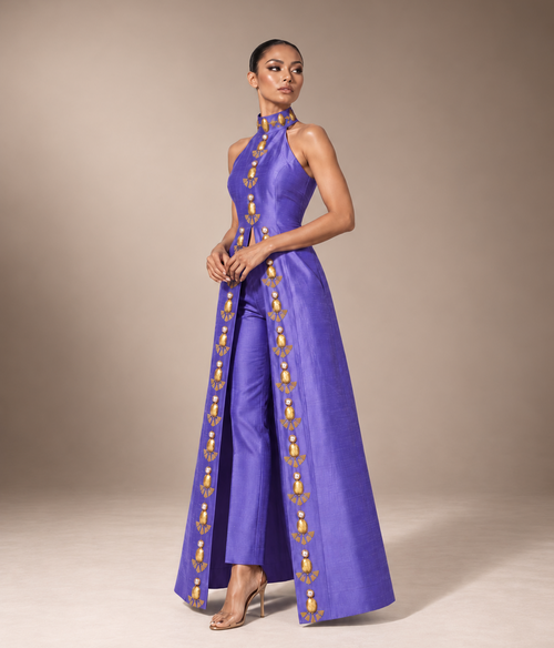 "Amethyst with a Twist" Halter Jacket & Trousers