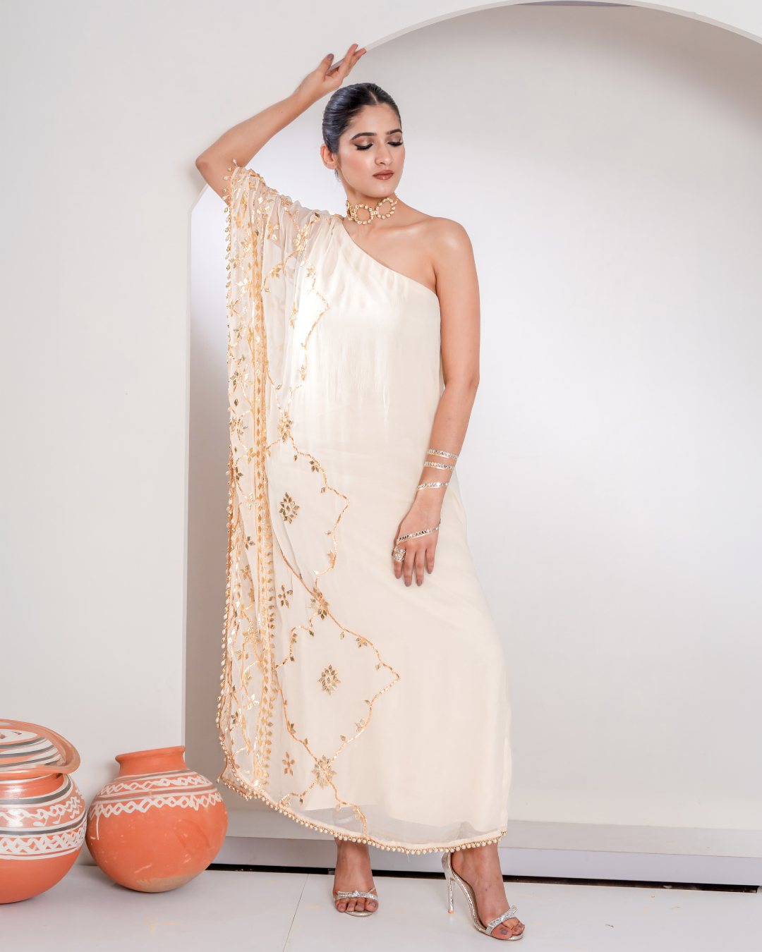 "Aafreen" One Shoulder Kaftan Style Dress