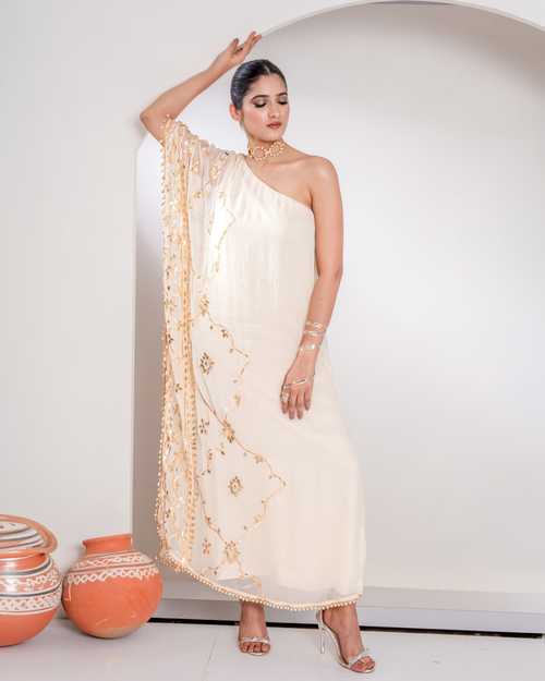"Aafreen" One Shoulder Kaftan Style Dress