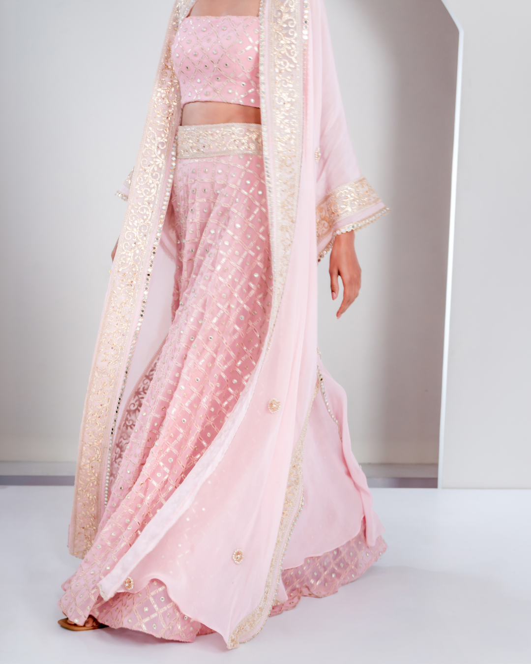 "Gul" Lehenga Set with a Cape