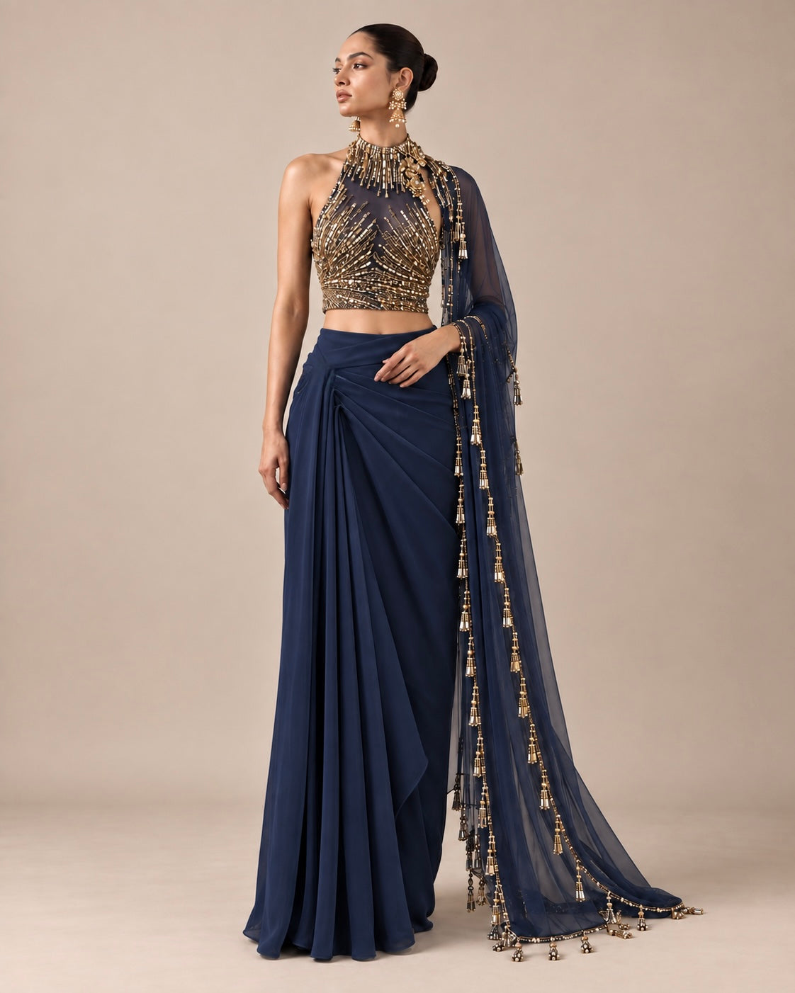 "Blue Bijoux" Draped Set
