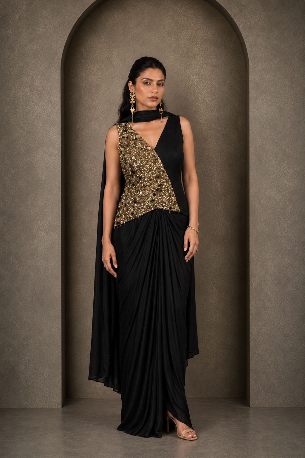 "Bewitched" Draped Saree & Corset Blouse