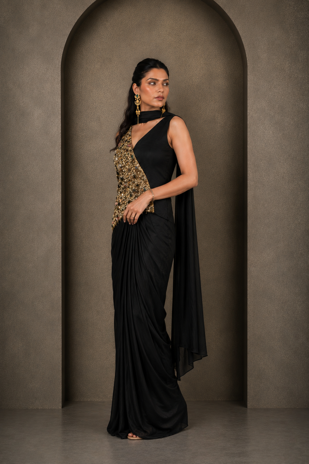 "Bewitched" Draped Saree & Corset Blouse