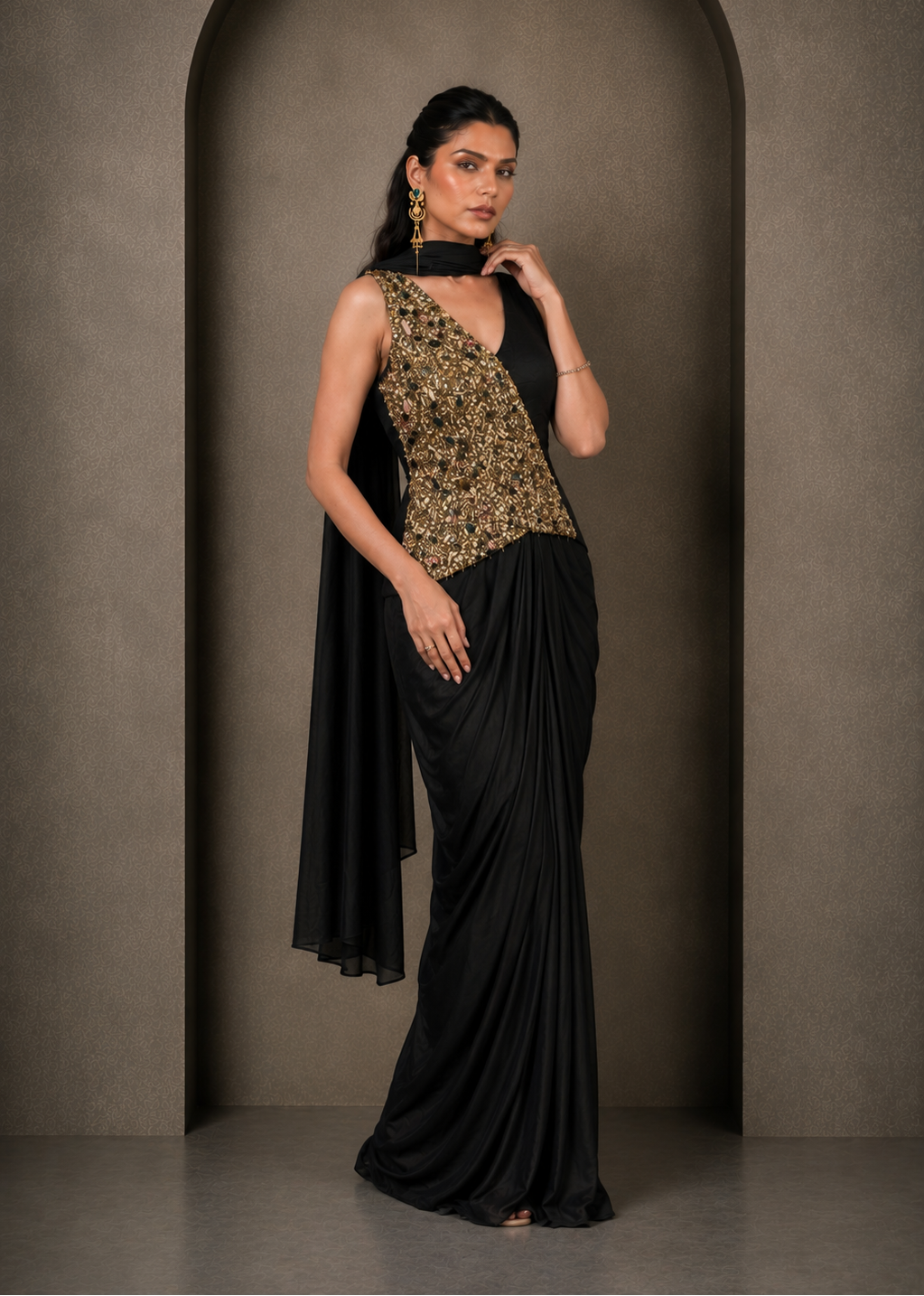 "Bewitched" Draped Saree & Corset Blouse