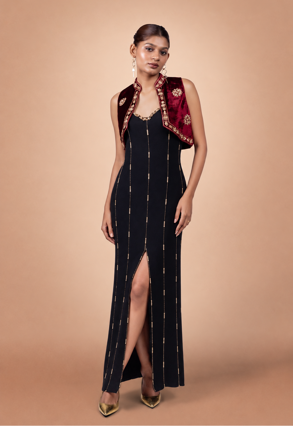 “Haute Bohemian” Bodycon Maxi Dress with Bolero Jacket
