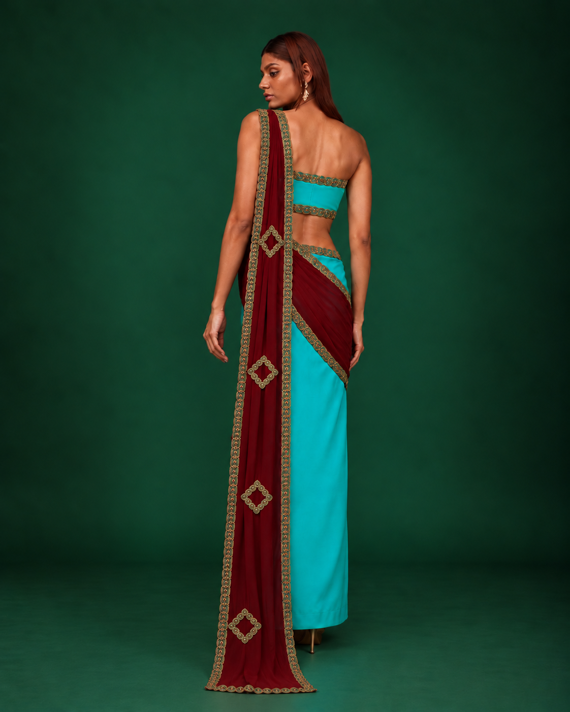 “Queen of the Nile” Sculpted Dress with Dupatta