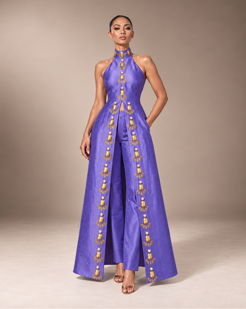 "Amethyst with a Twist" Halter Jacket & Trousers