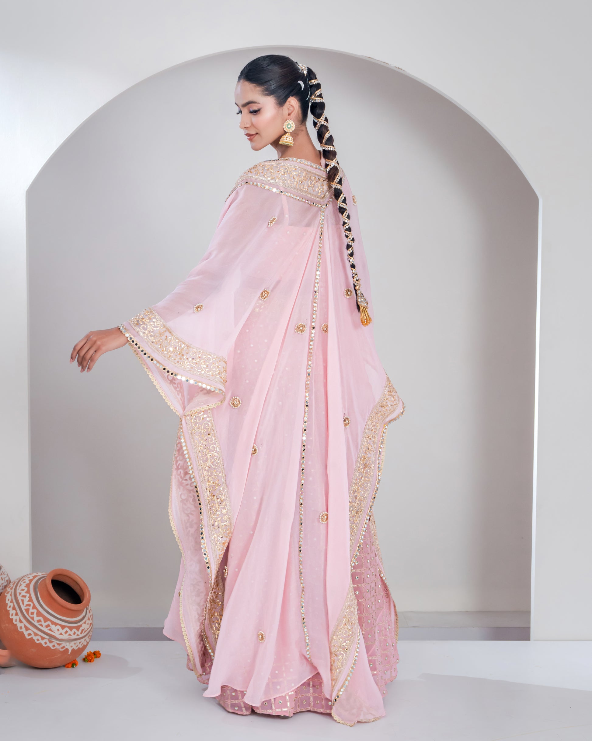 "Gul" Lehenga Set with a Cape