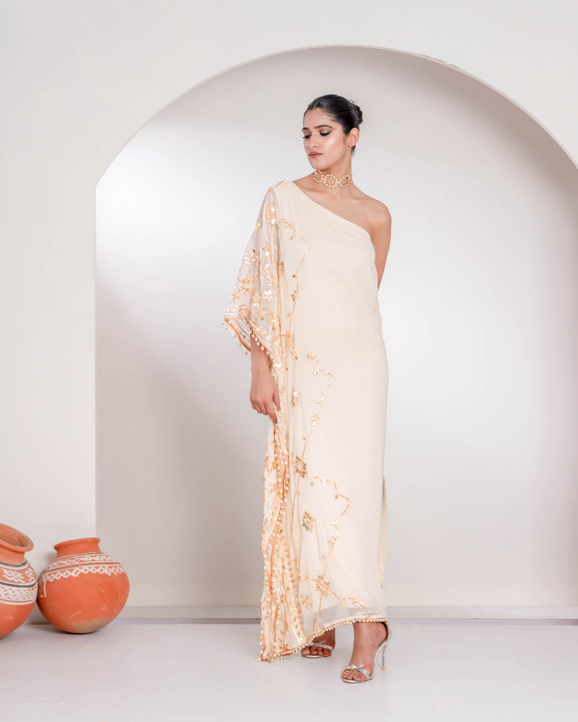 "Aafreen" One Shoulder Kaftan Style Dress