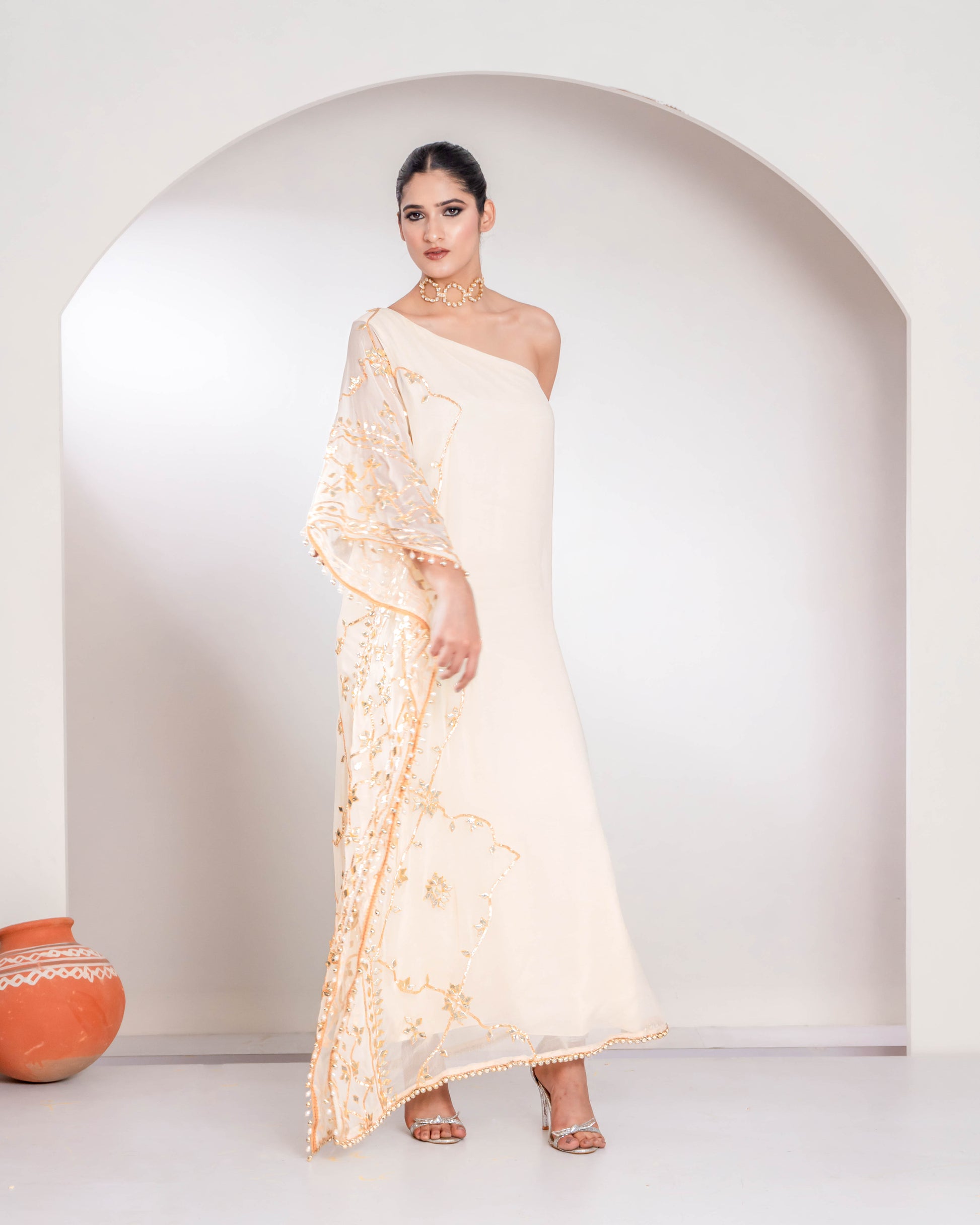 "Aafreen" One Shoulder Kaftan Style Dress