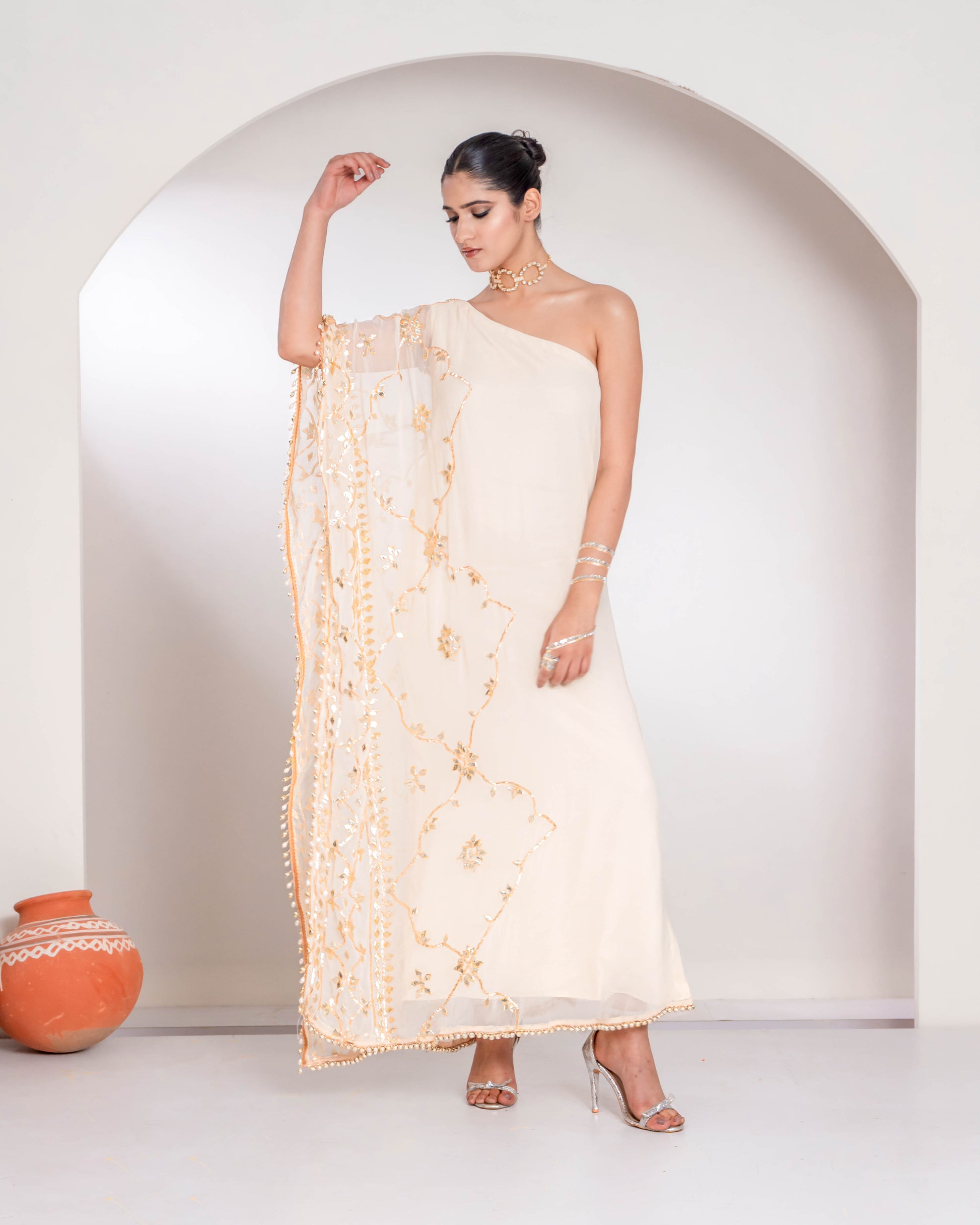 "Aafreen" One Shoulder Kaftan Style Dress