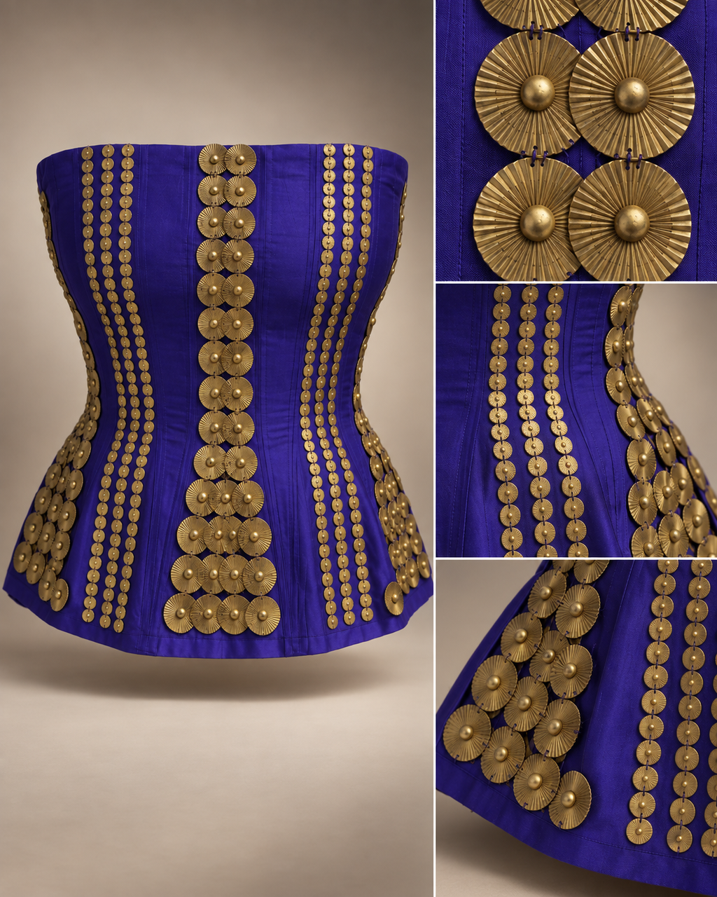 "Electric Indigo" Corset & Draped Skirt