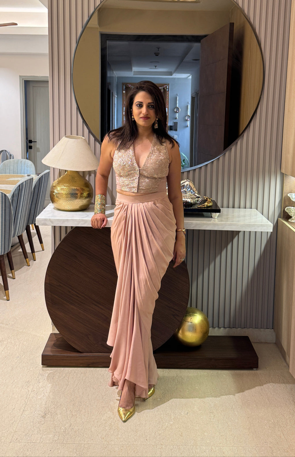 "Desert Rose" Draped Skirt & Blouse