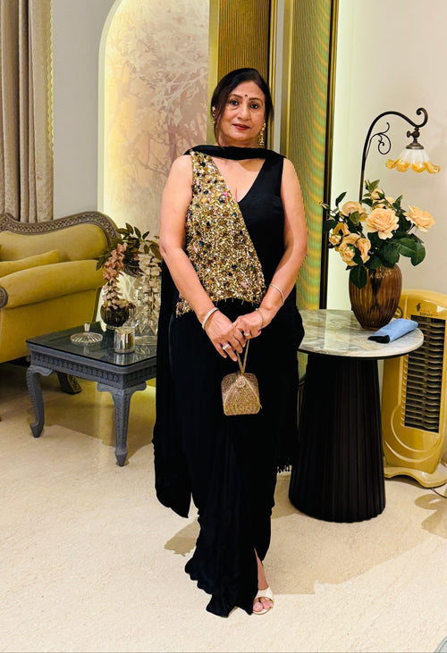"Bewitched" Draped Saree & Corset Blouse