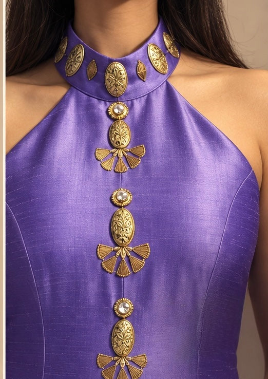 "Amethyst with a Twist" Halter Jacket & Trousers