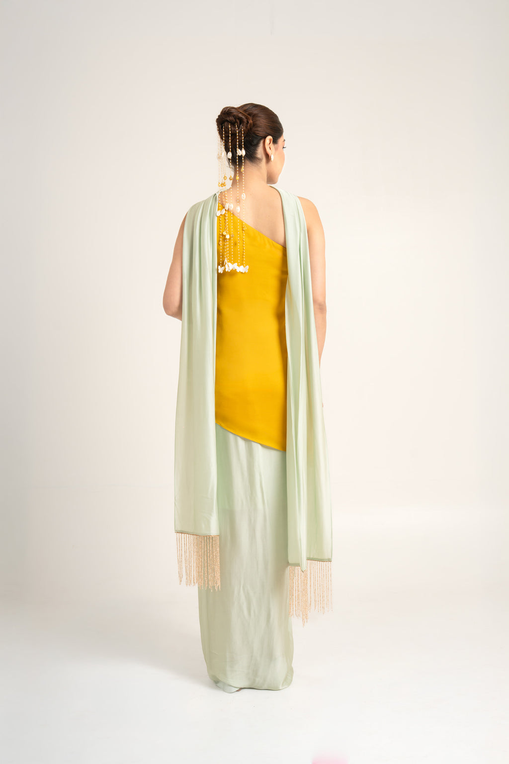 "Bleed Yellow" Kurta & Draped Skirt