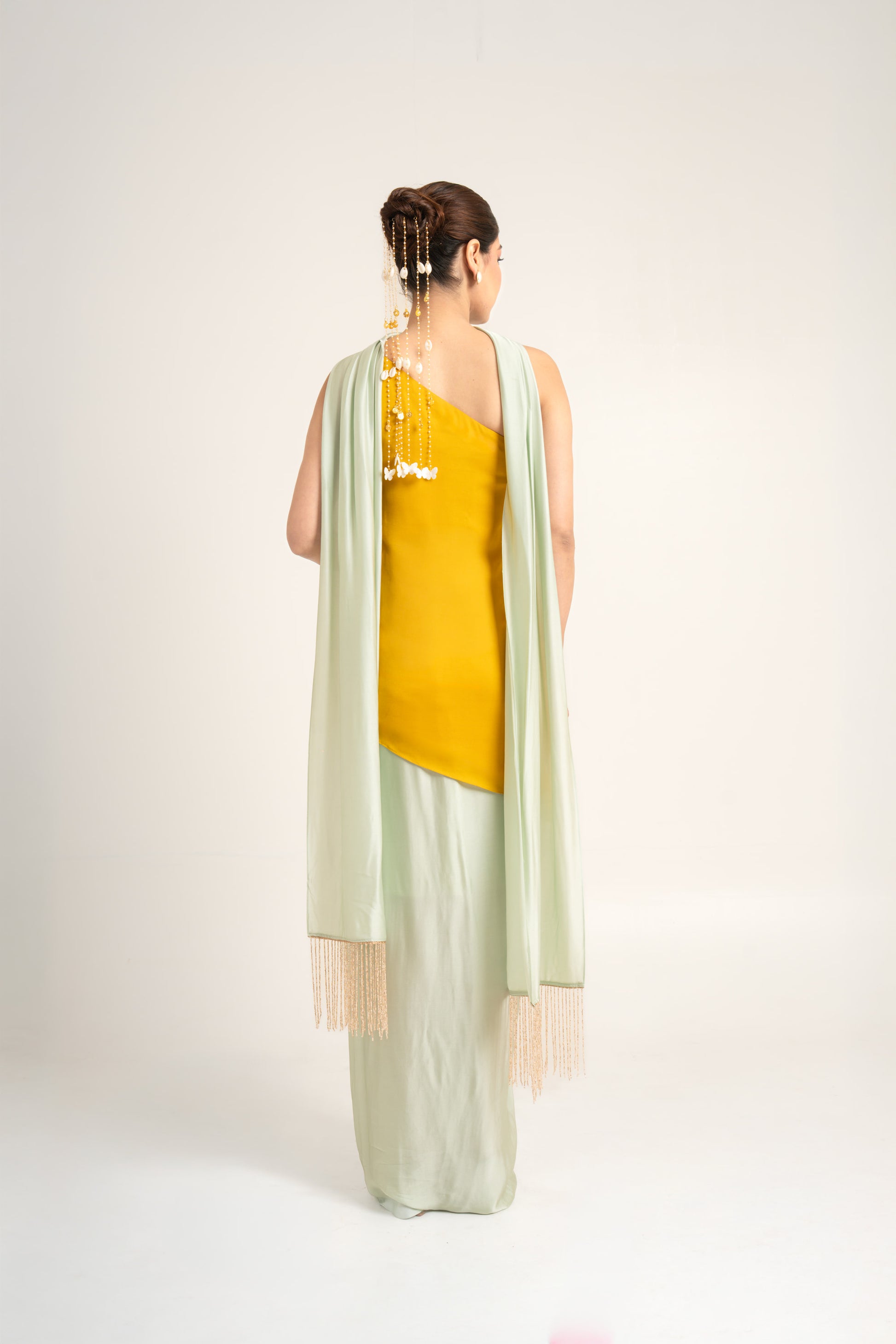 "Bleed Yellow" Kurta & Draped Skirt
