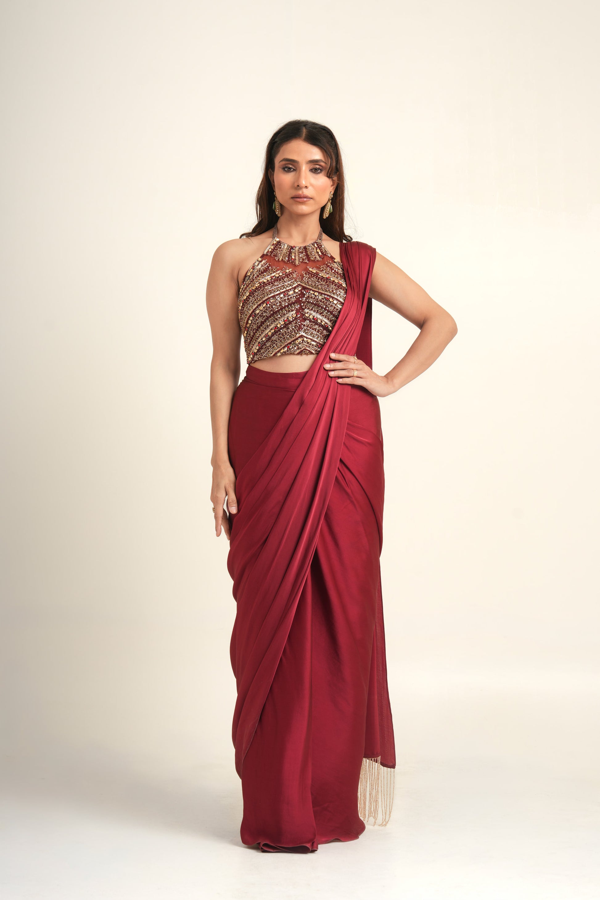 “Bejeweled Belle” Pre-Draped Saree & Corset Blouse