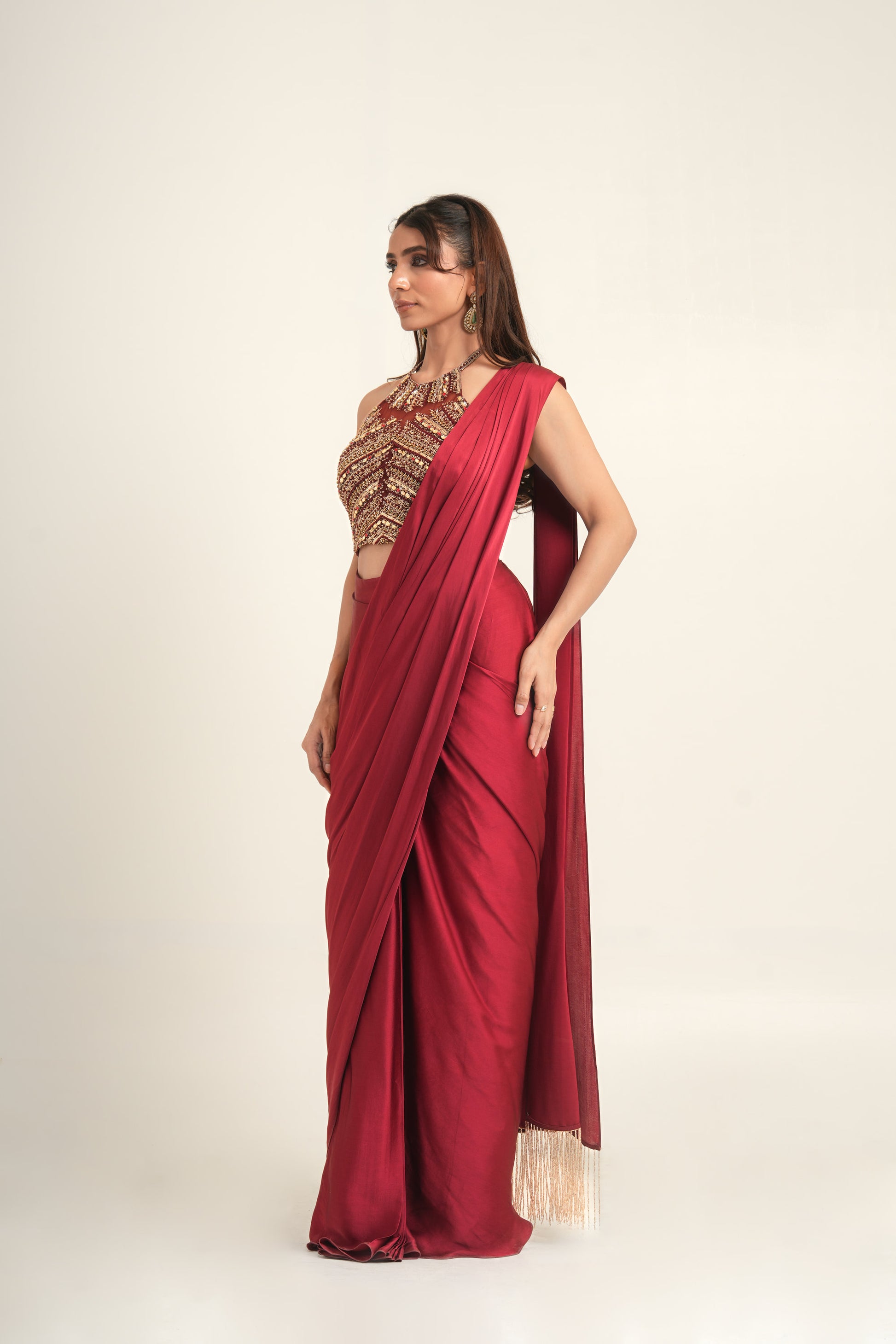 “Bejeweled Belle” Pre-Draped Saree & Corset Blouse