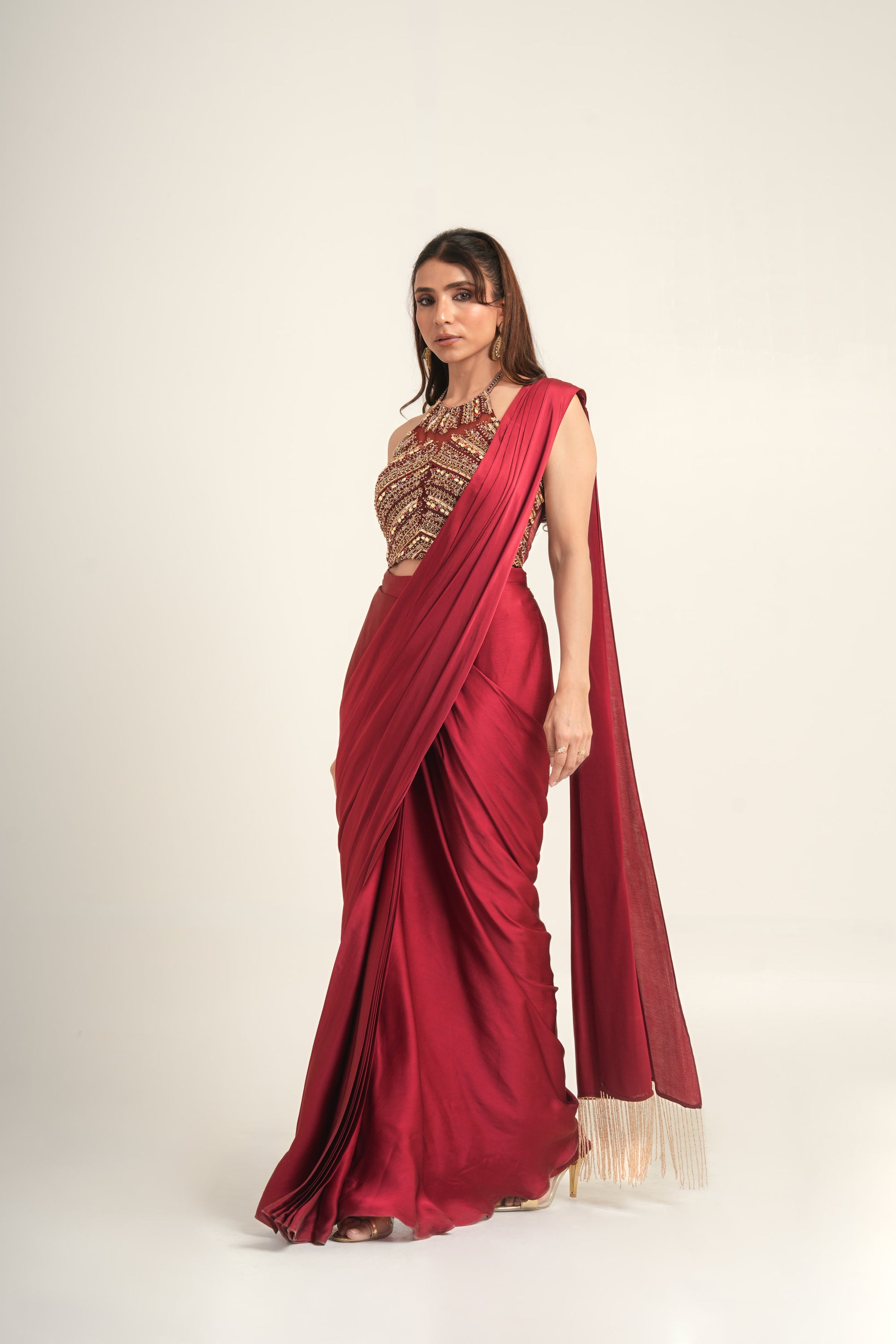 “Bejeweled Belle” Pre-Draped Saree & Corset Blouse