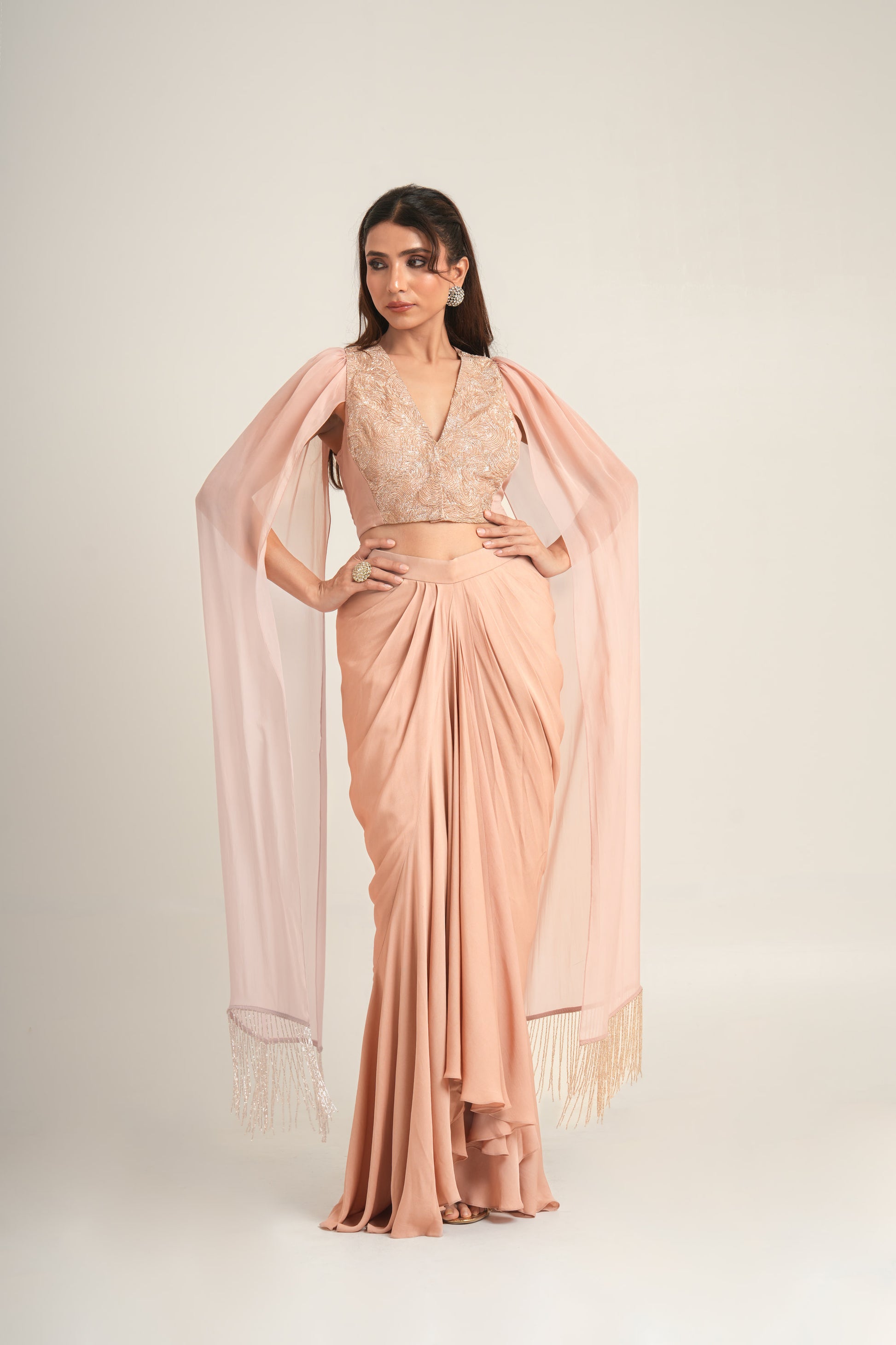 "Desert Rose" Draped Skirt & Blouse
