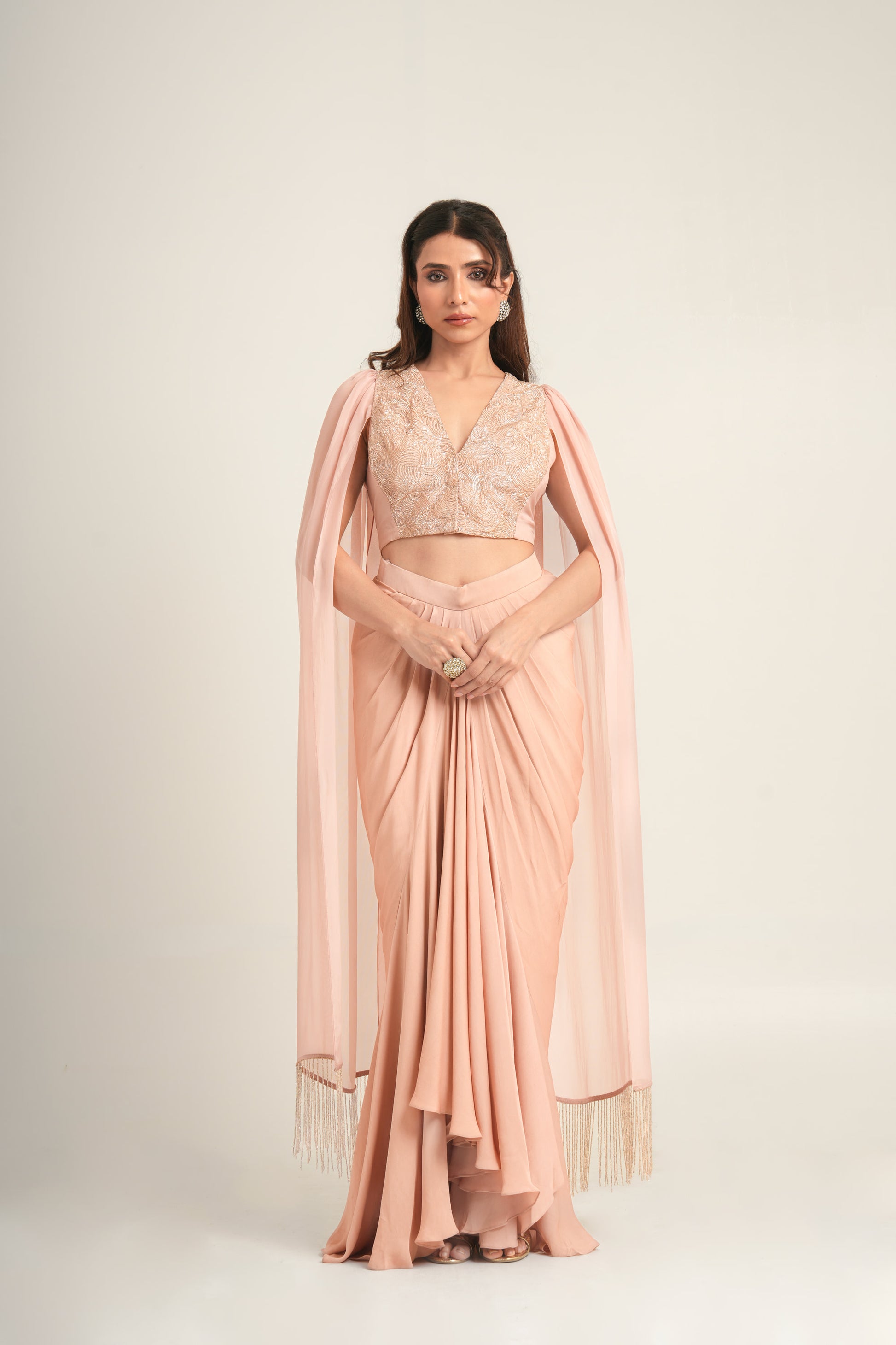 "Desert Rose" Draped Skirt & Blouse