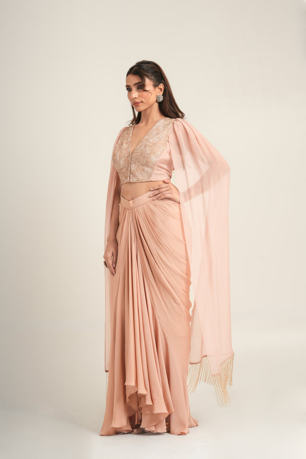 "Desert Rose" Draped Skirt & Blouse