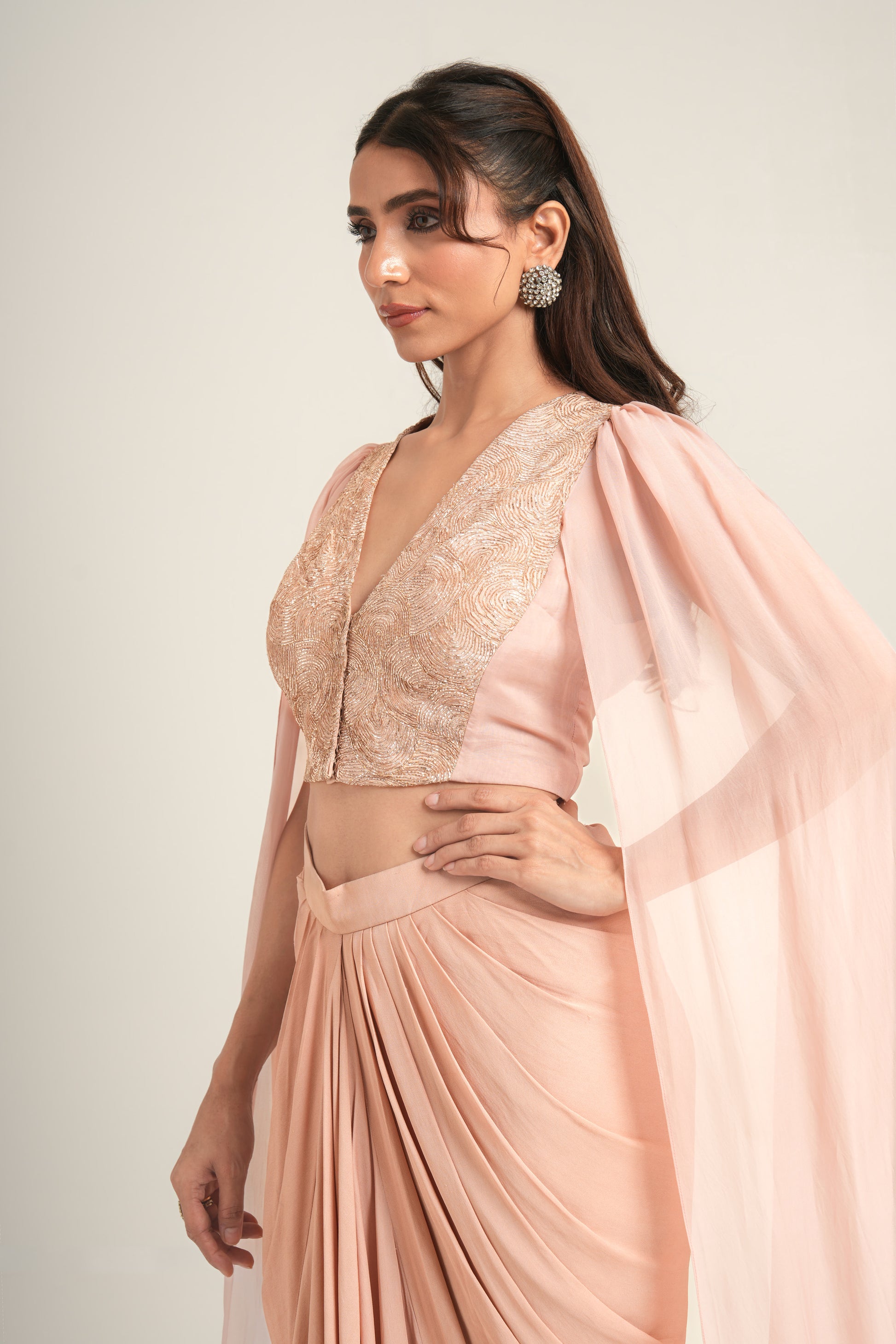 "Desert Rose" Draped Skirt & Blouse
