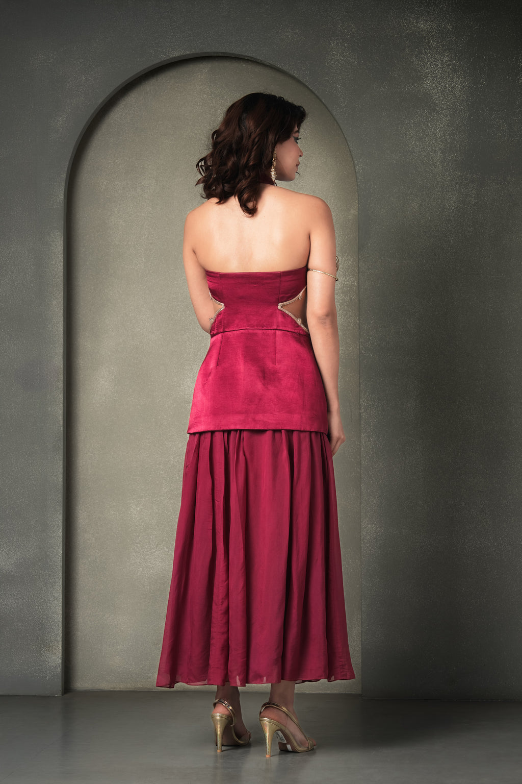 "Brass n Bordeaux" Blazer and Skirt Set