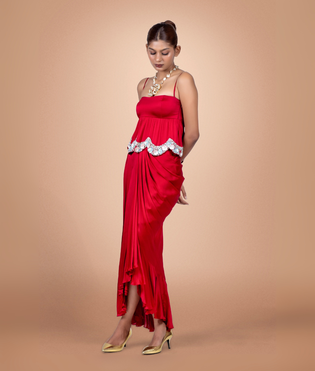 “The Grecian Goddess” Draped Skirt with Peplum Top