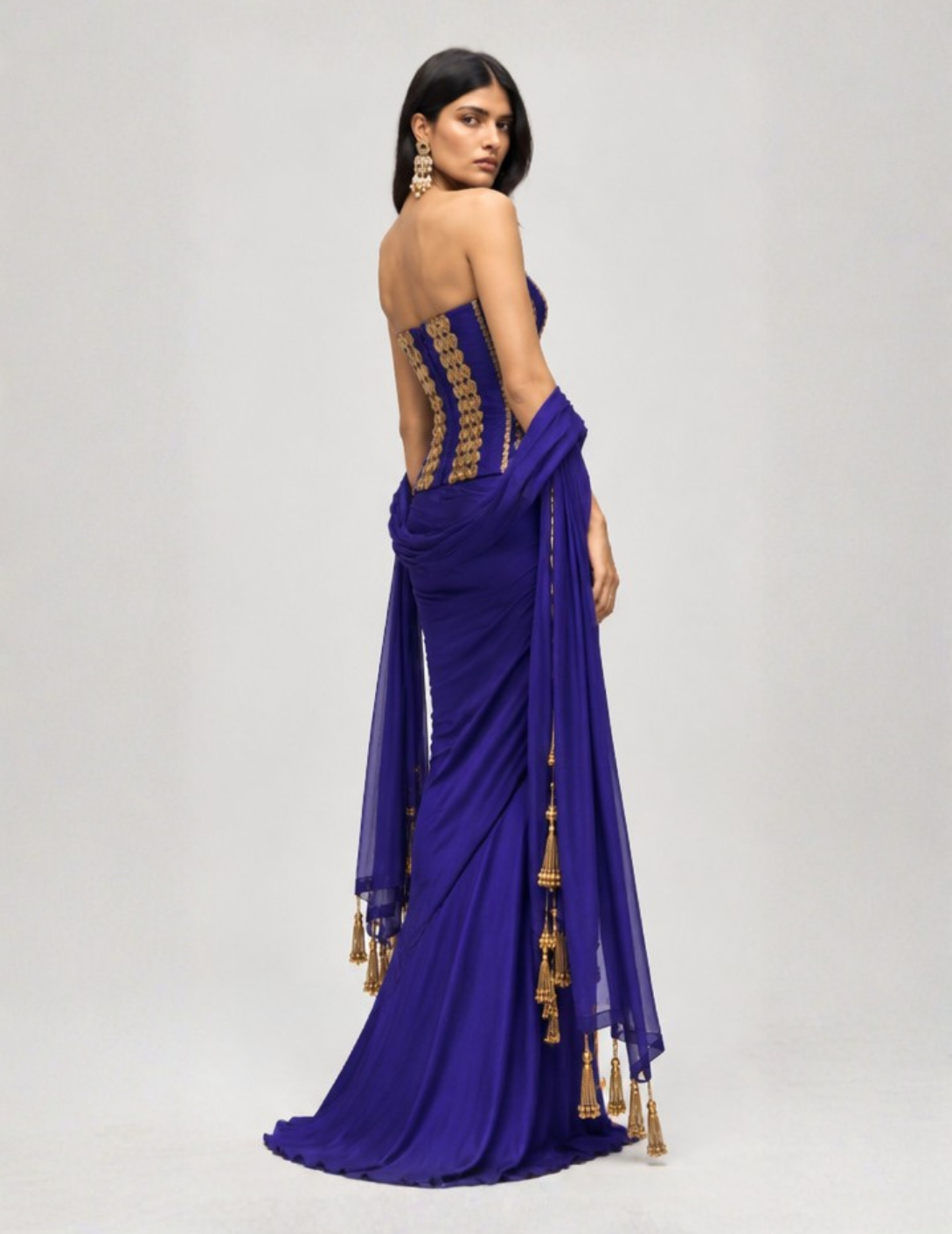 "Electric Indigo" Corset & Draped Skirt