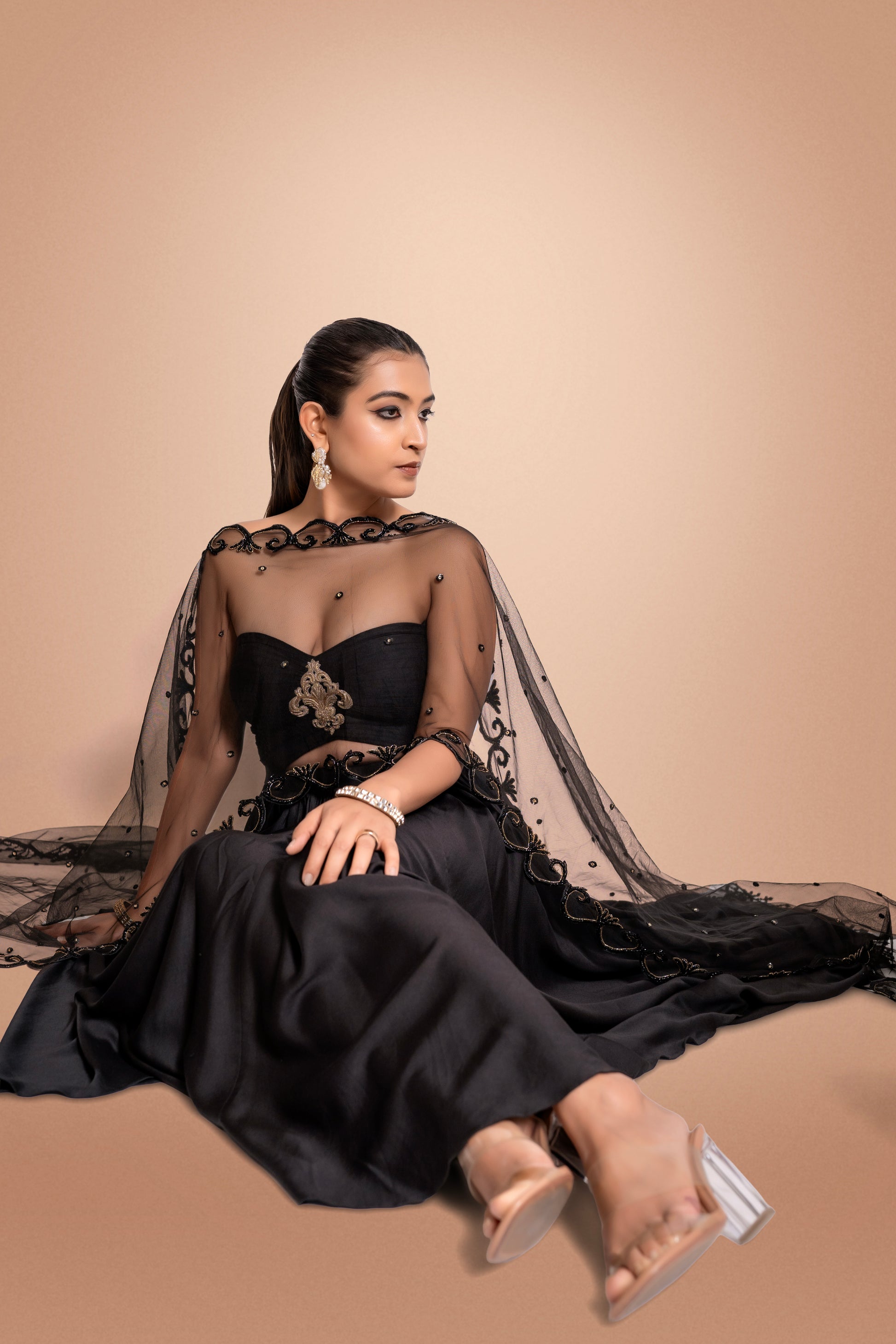 "Black Swan" Cape Tube Dress
