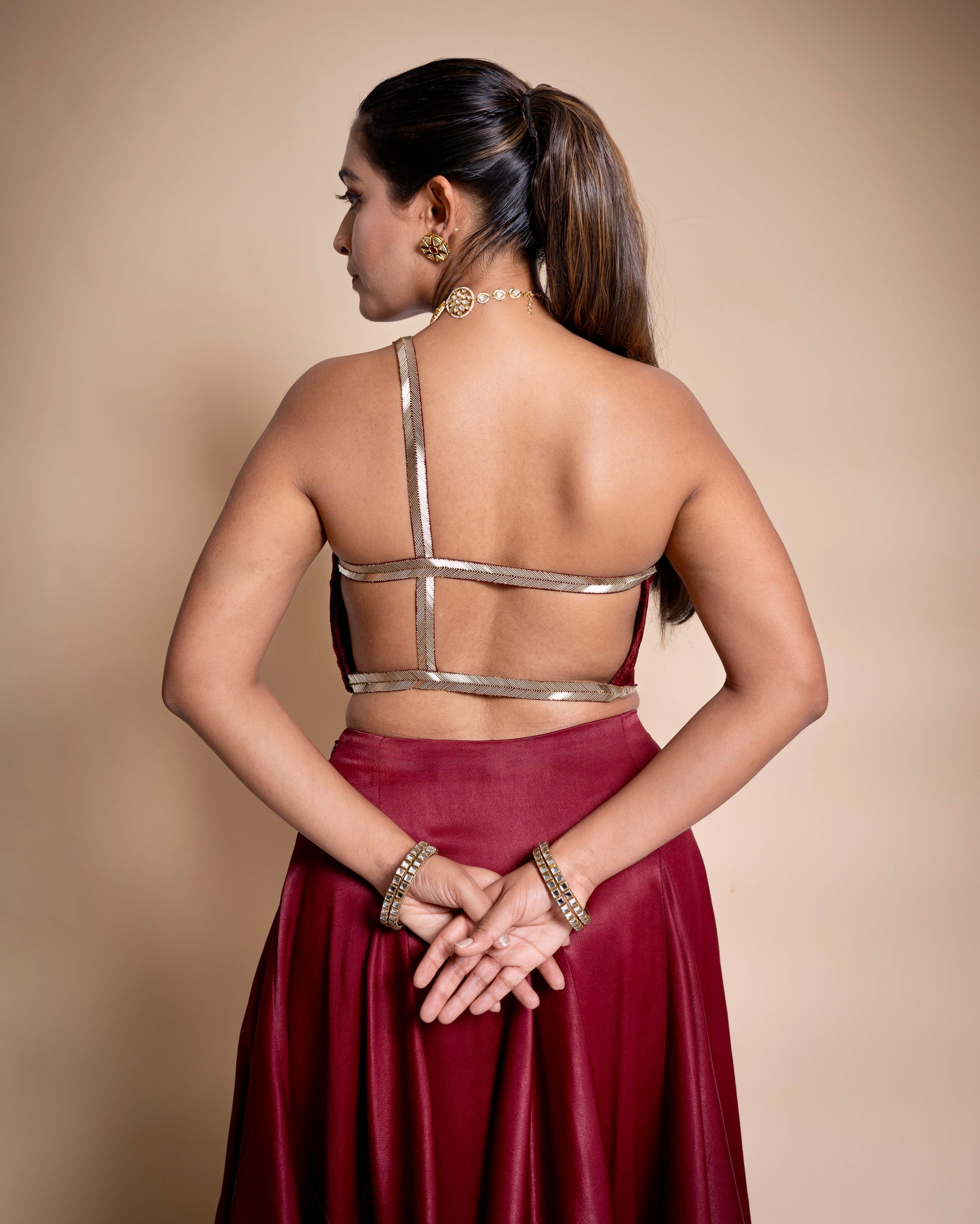 “OxBlood” Skirt & Blouse Set