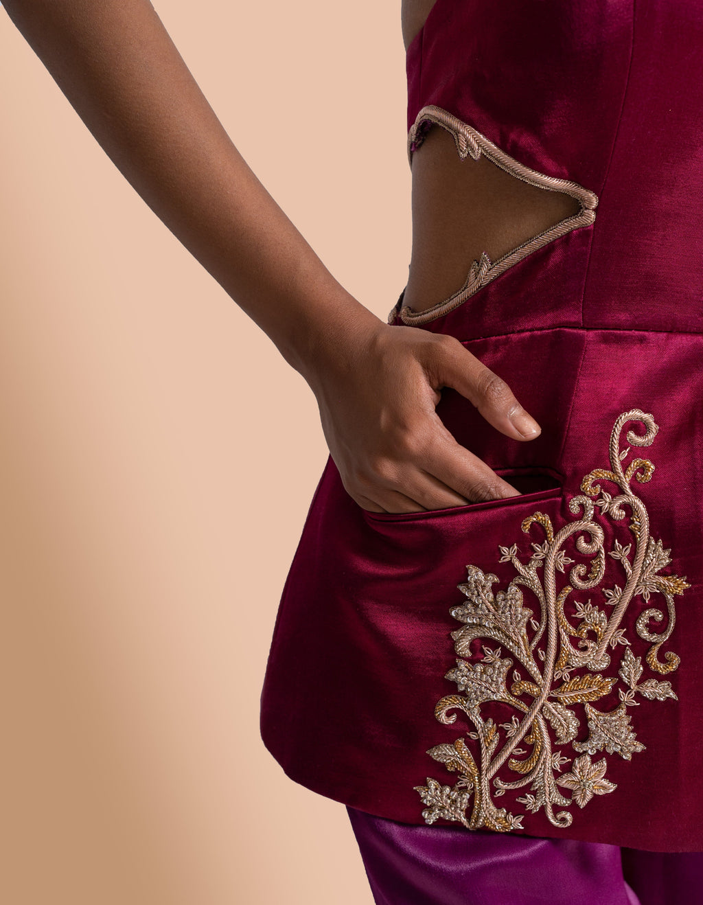 "Brass n Bordeaux" Blazer and Skirt Set