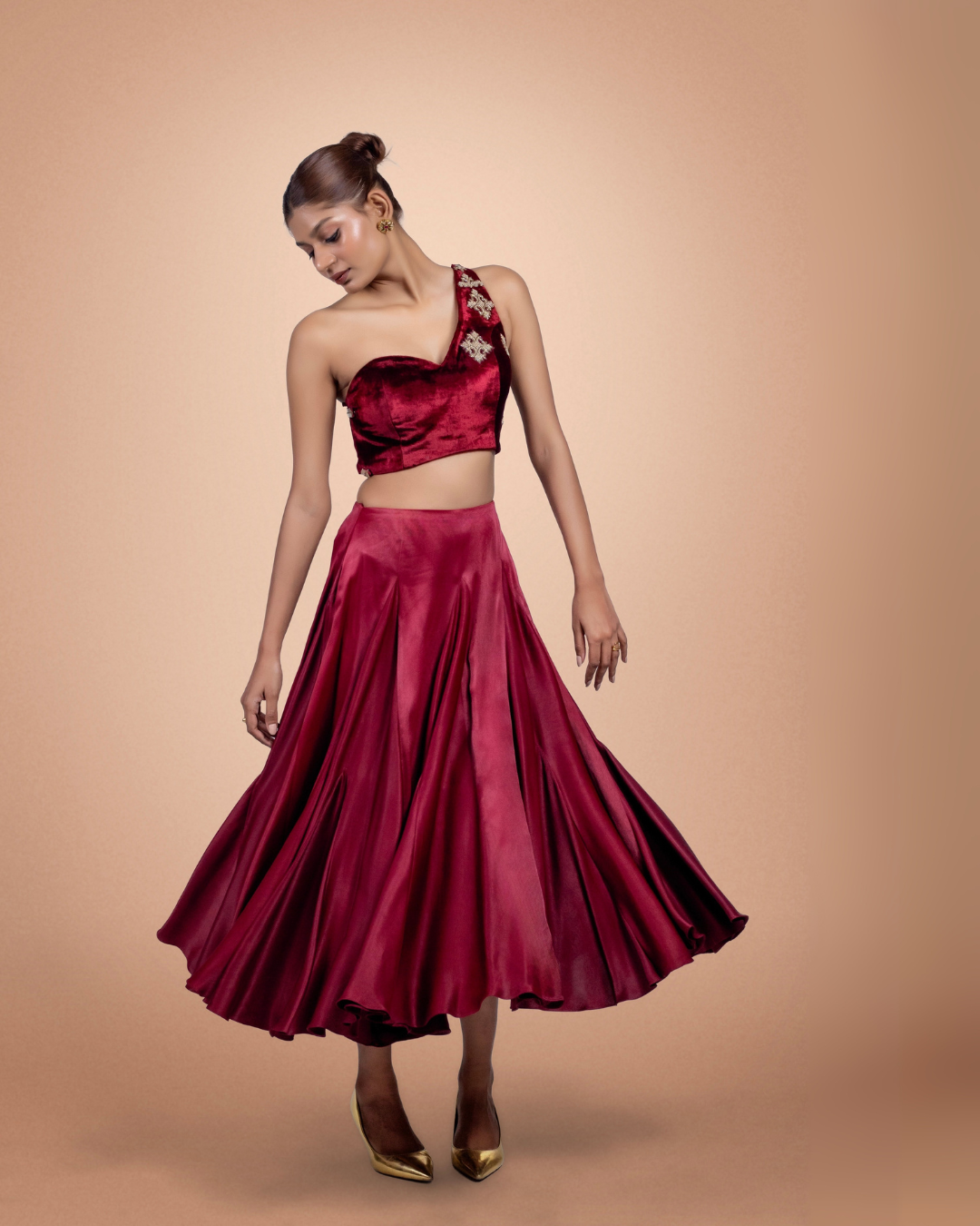 “OxBlood” Skirt & Blouse Set