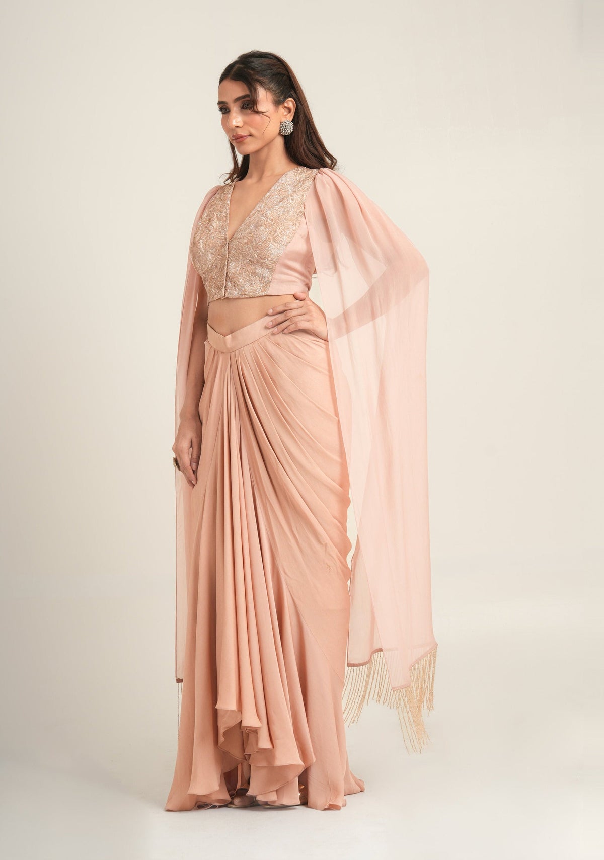 "Desert Rose" Draped Skirt & Blouse
