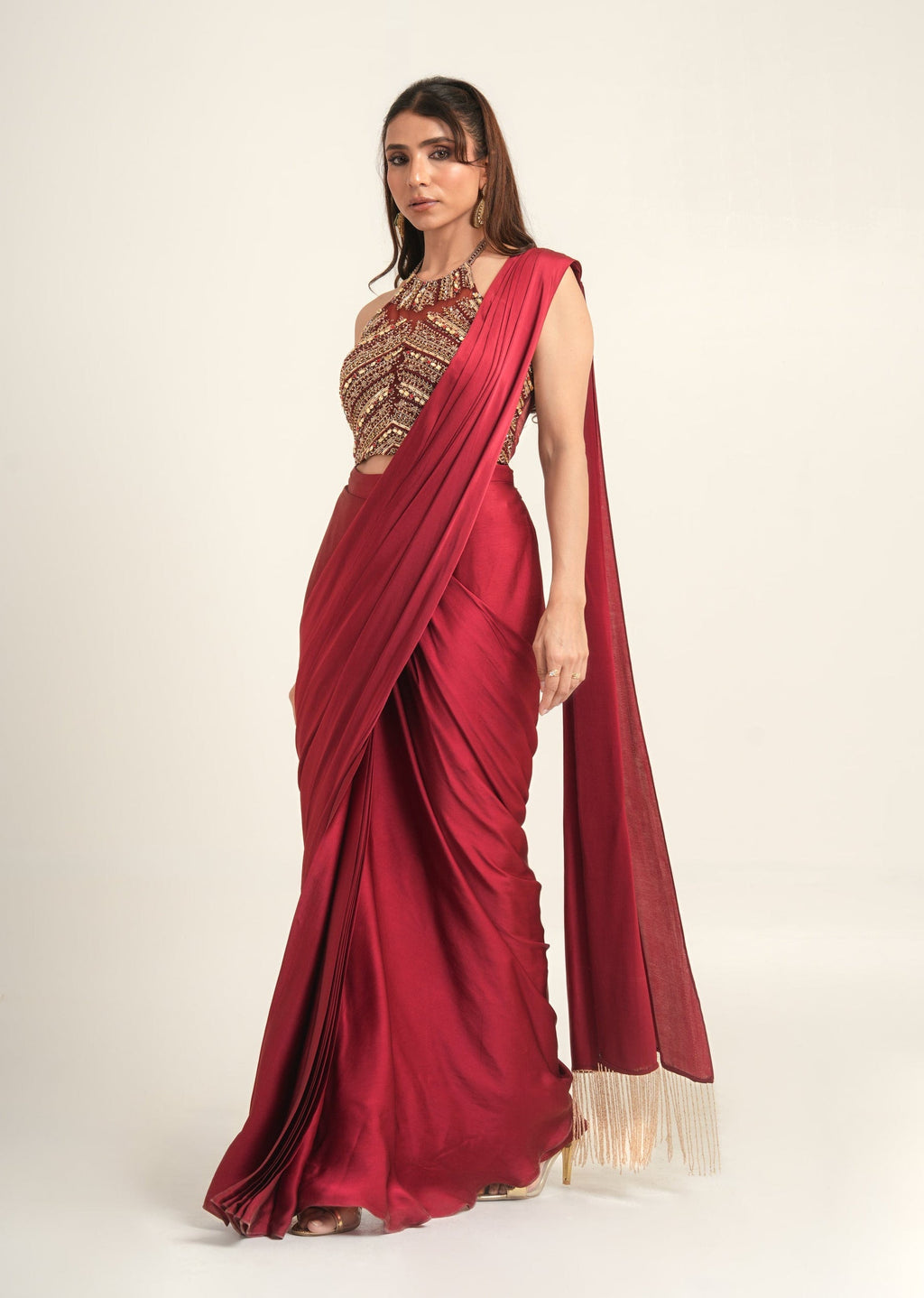“Bejeweled Belle” Pre-Draped Saree & Corset Blouse