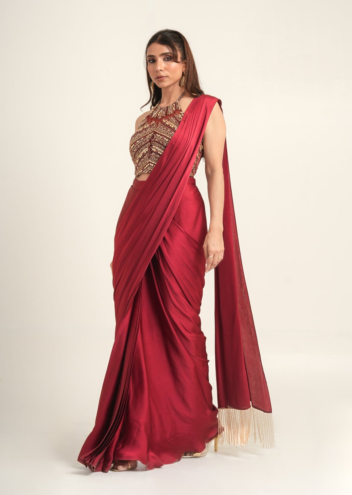 “Bejeweled Belle” Pre-Draped Saree & Corset Blouse